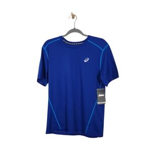 ASICS Mens Running T-Shirt‎ Top Blue Short Sleeve Athletic Workout Gym - Small